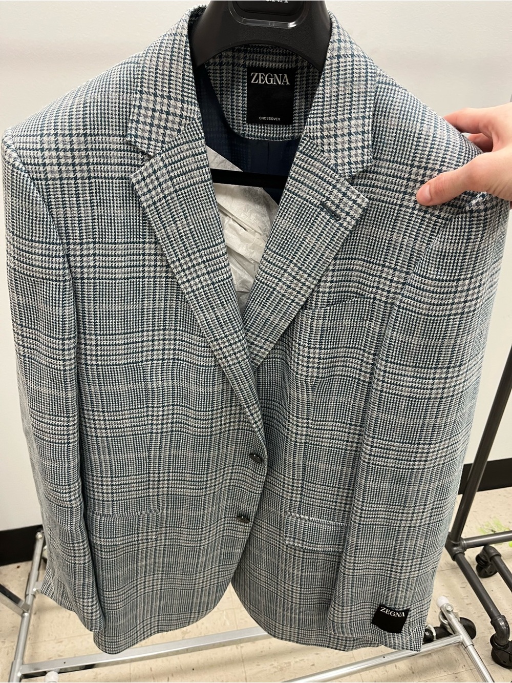 Ermenegildo Zegna Blue and Gray Glen Plaid Sport Coat